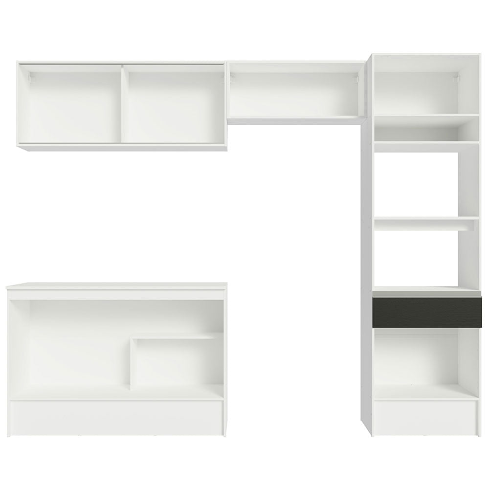 Armário de Cozinha Completa 260cm Branco/Preto Diamante Madesa 02
