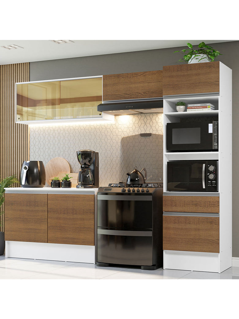 Armário de Cozinha Completa 260cm Branco/Rustic Diamante Madesa 02