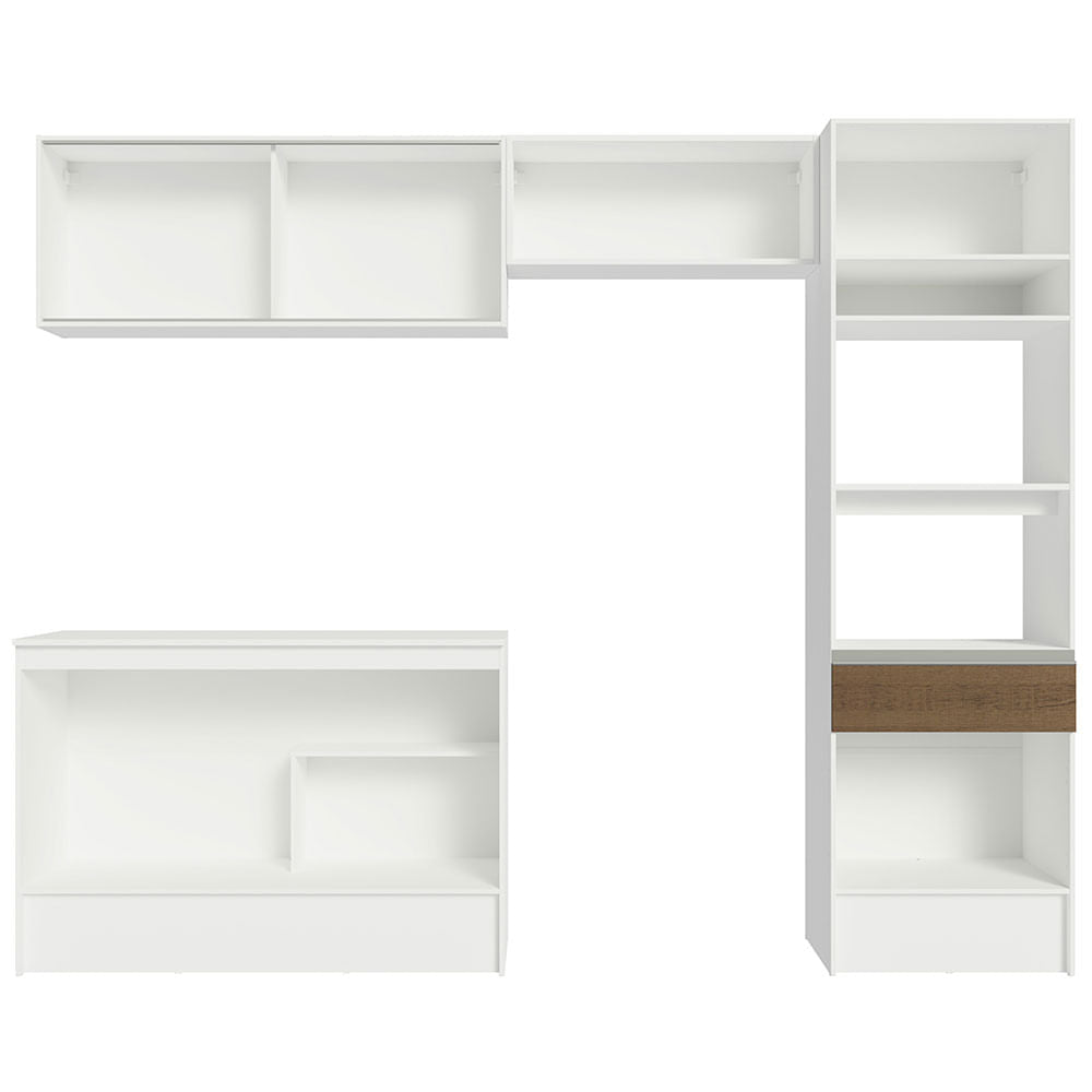Armário de Cozinha Completa 260cm Branco/Rustic Diamante Madesa 02