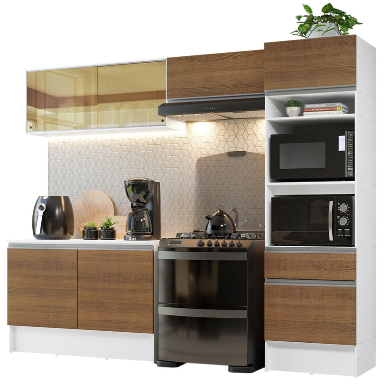 Armário de Cozinha Completa 260cm Branco/Rustic Diamante Madesa 02