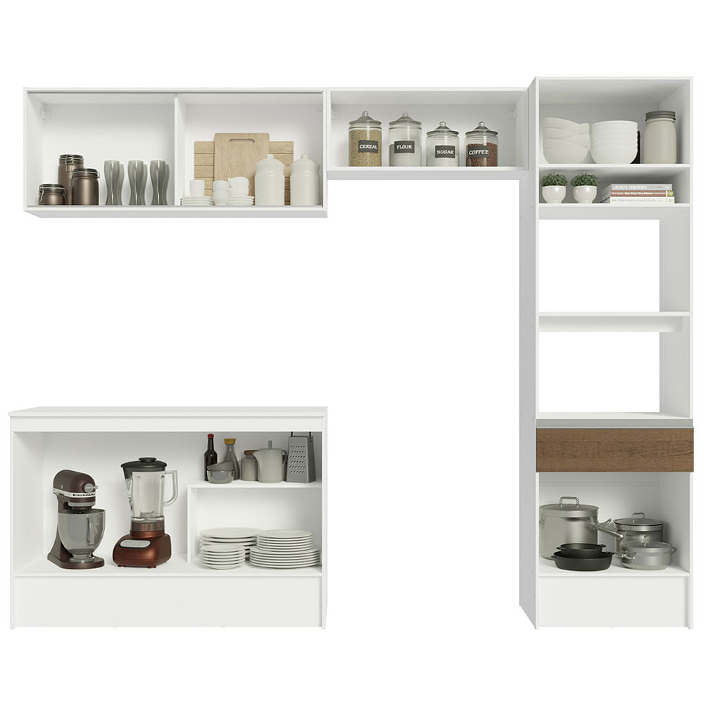 Armário de Cozinha Completa 260cm Branco/Rustic Diamante Madesa 02