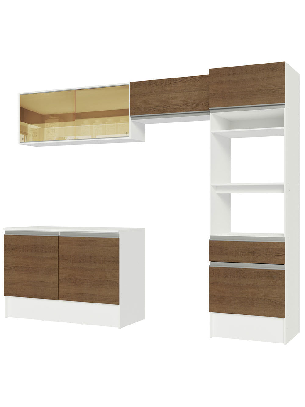 Armário de Cozinha Completa 260cm Branco/Rustic Diamante Madesa 02