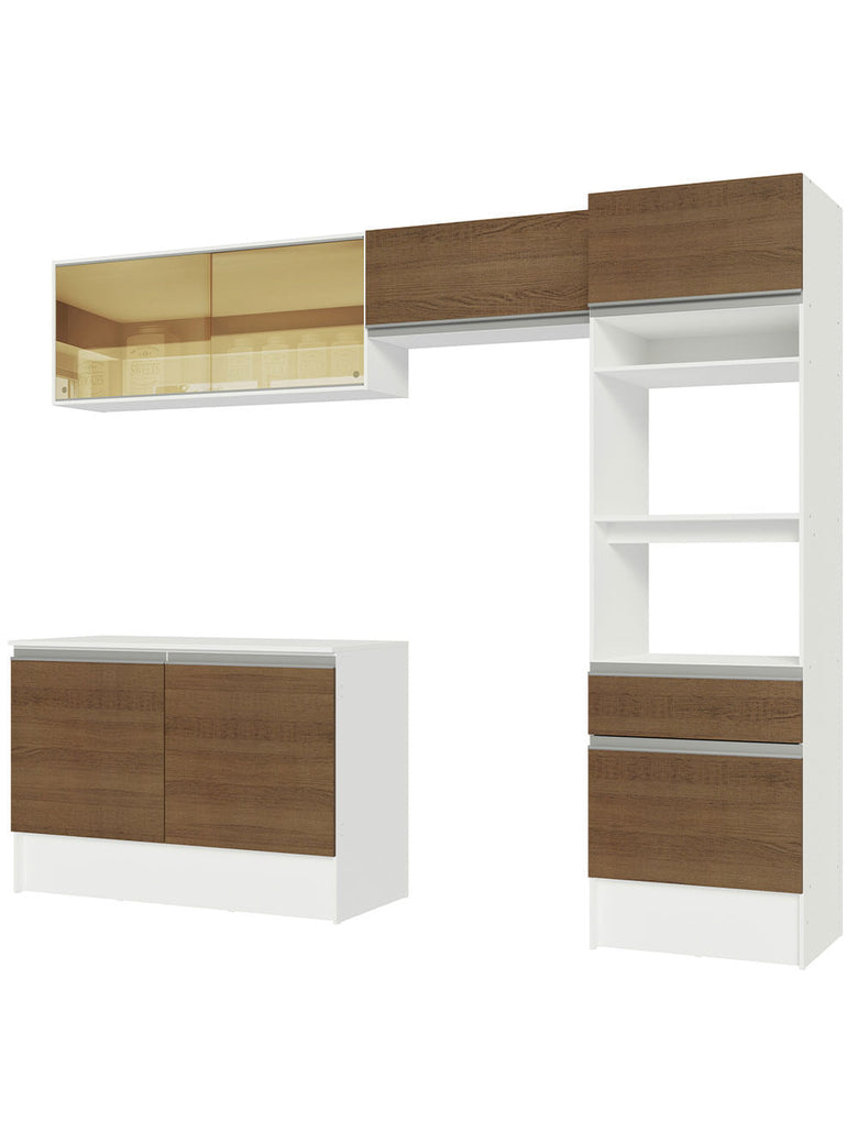Armário de Cozinha Completa 260cm Branco/Rustic Diamante Madesa 02