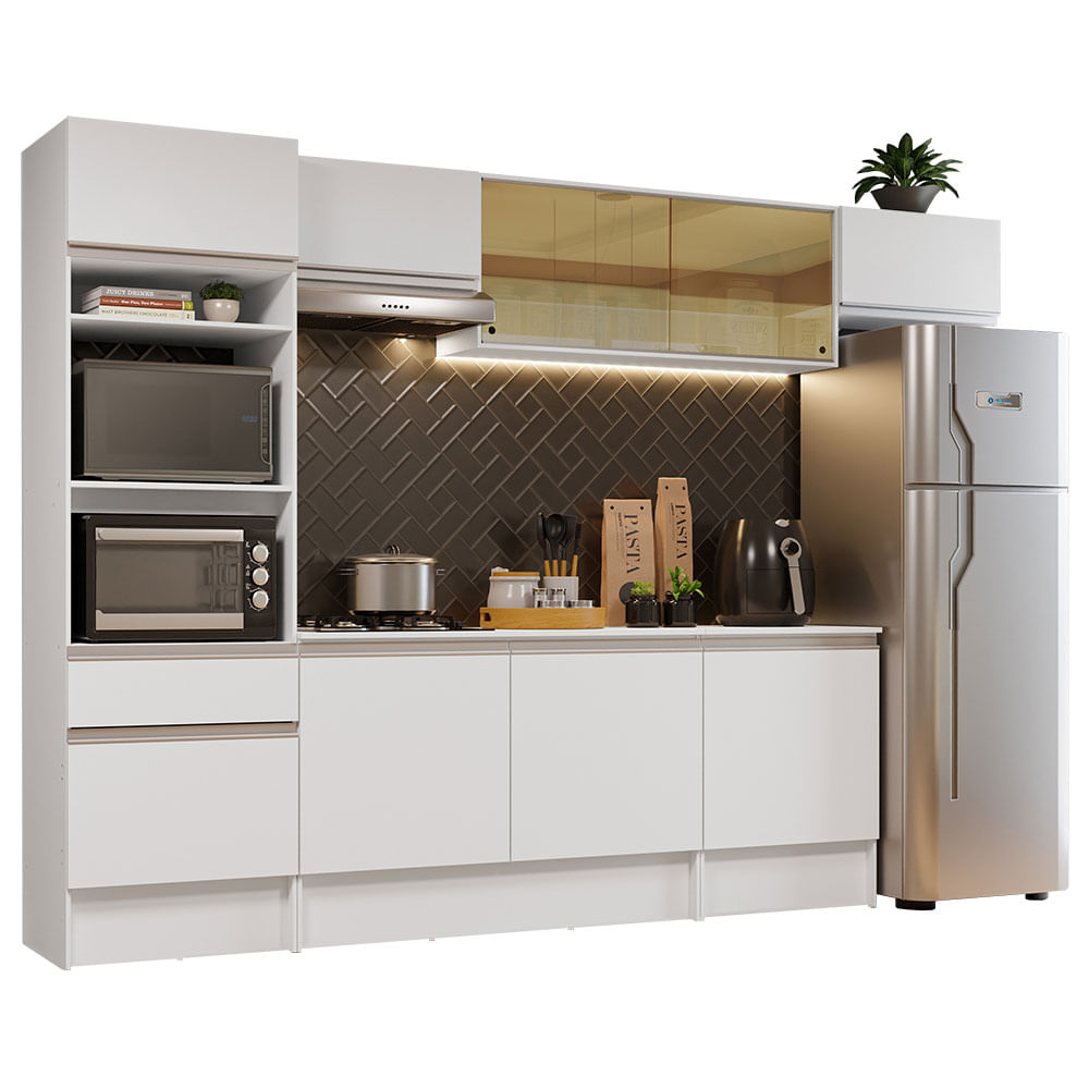 Armário de Cozinha Completa 300cm Branco Diamante Madesa 02 - Branco