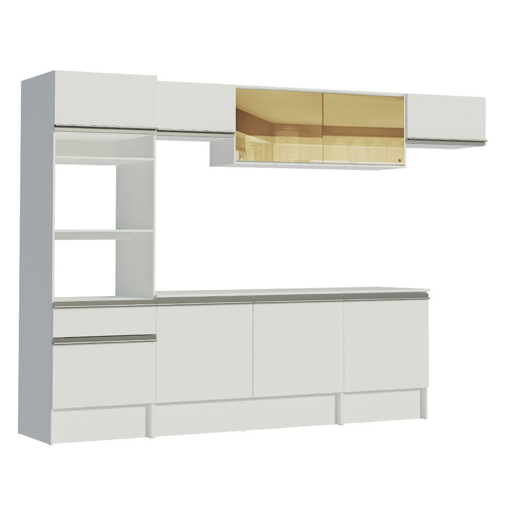 Armário de Cozinha Completa 300cm Branco Diamante Madesa 02