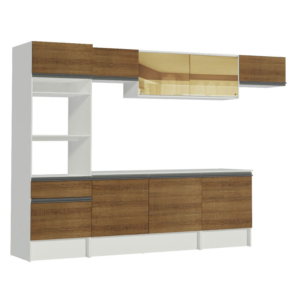 Armário de Cozinha Completa 300cm Branco/Rustic Diamante Madesa 02