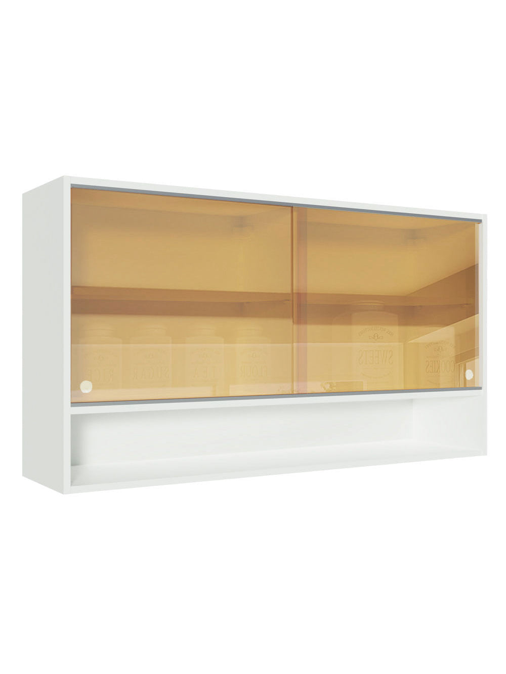 Armário Aéreo Madesa Glamy 2 Portas de Correr de Vidro Reflex e 1 Nicho Branco - Branco