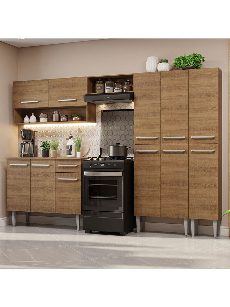 Armário de Cozinha Completa 261cm Rustic Emilly Madesa 02
