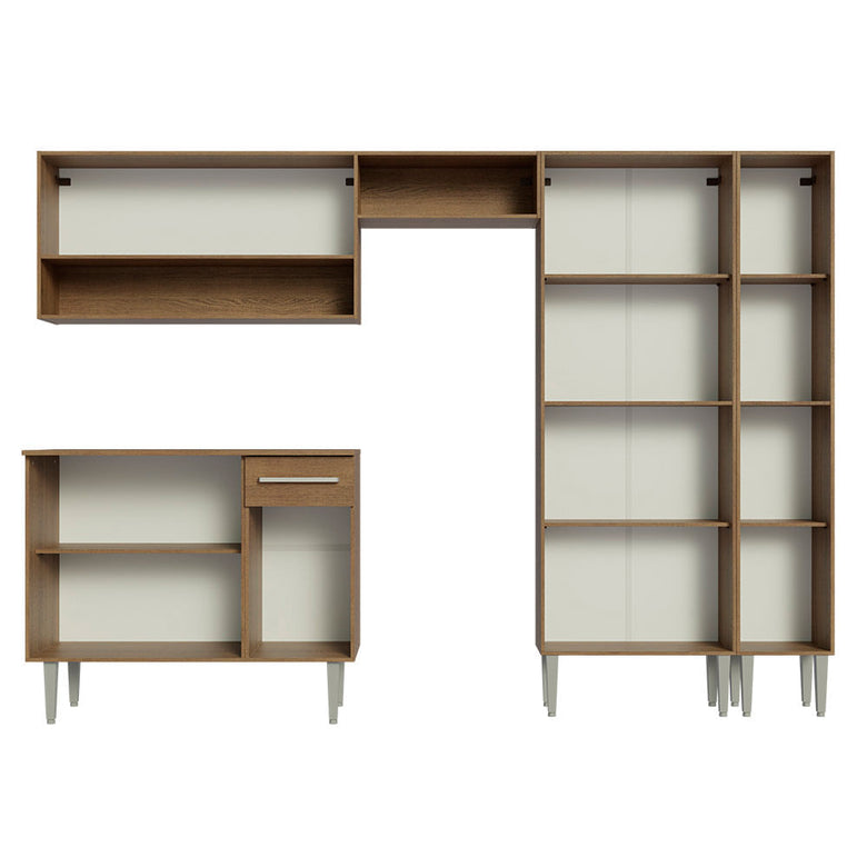 Armário de Cozinha Completa 261cm Rustic/Cinza Emilly Madesa 02