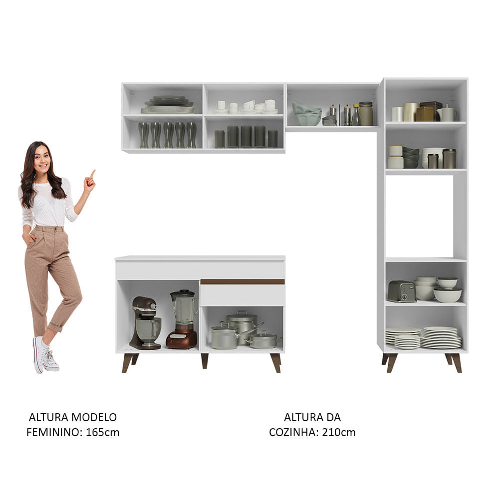 Armário de Cozinha Completa 250cm Branco Reims Madesa 06