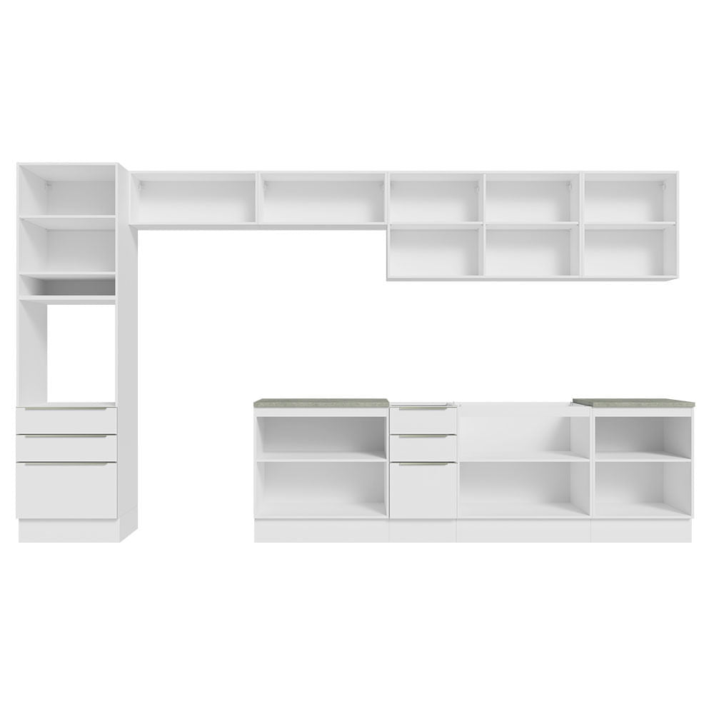 Armário de Cozinha Completa 400cm Branco Veludo Lux da Thauane Madesa