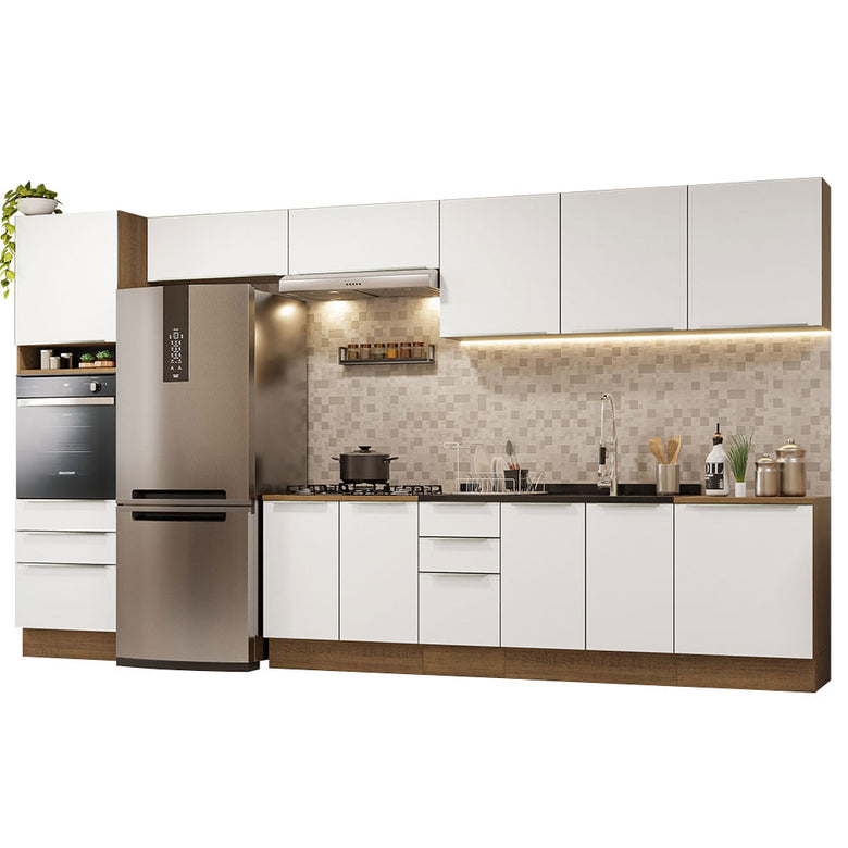Armário de Cozinha Completa 400cm Rustic/Branco Veludo Lux da Thauane Madesa