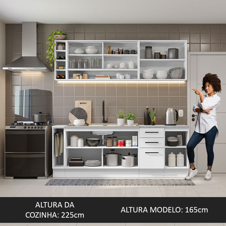 Armário de Cozinha Completa 220cm Branco Agata da Thêmis Madesa