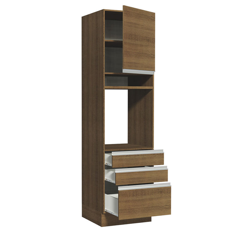 Torre Quente Madesa Glamy 60 cm 1 Porta 3 Gavetas Rustic