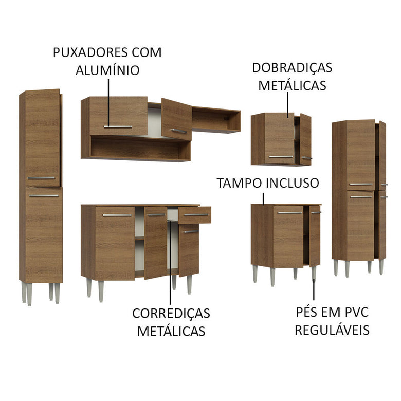 Armário de Cozinha Completa 325cm Rustic Emilly  Madesa 02