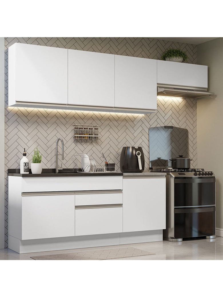 Armário de Cozinha Completa 260cm Branco Glamy Madesa 03