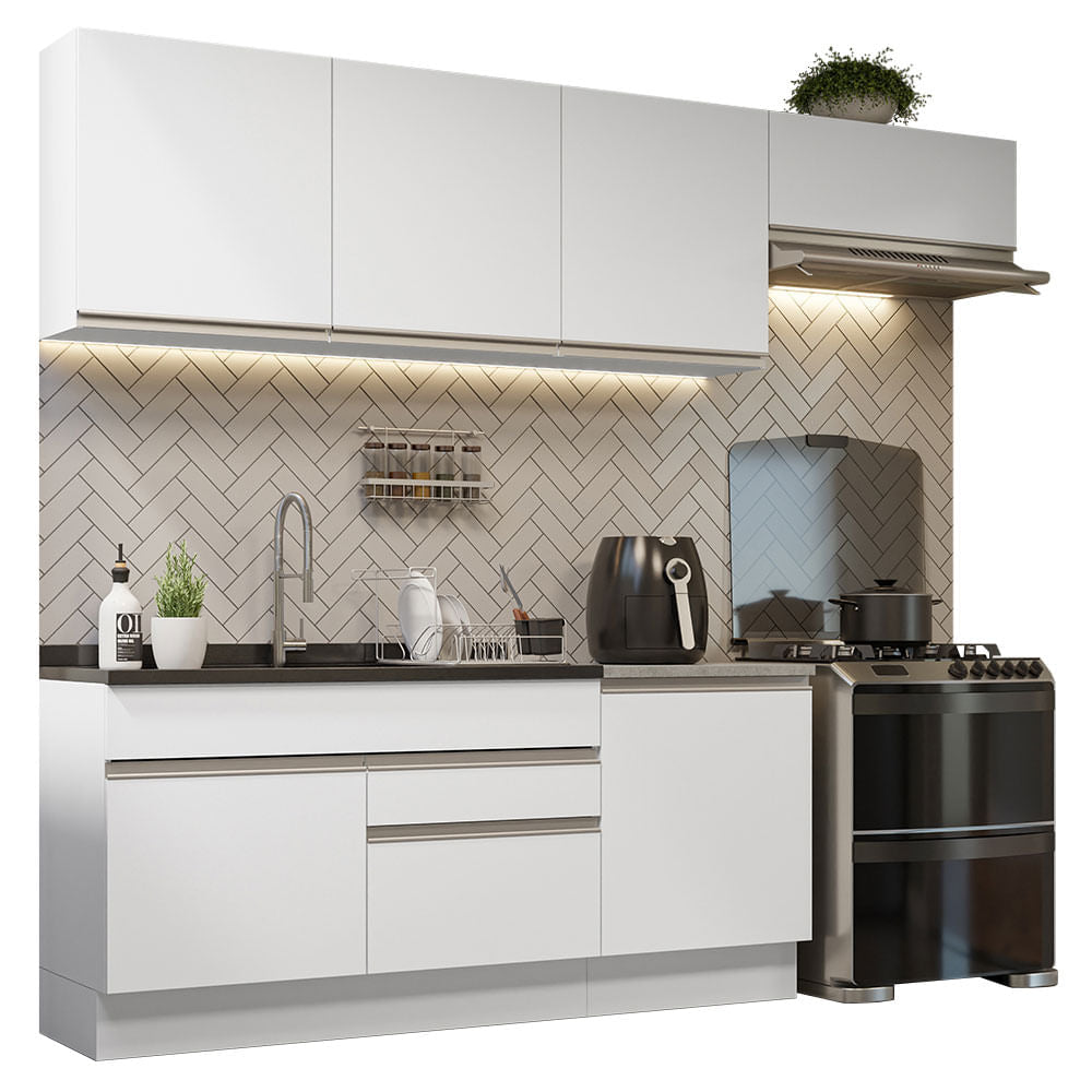 Armário de Cozinha Completa 260cm Branco Glamy Madesa 03 - Branco