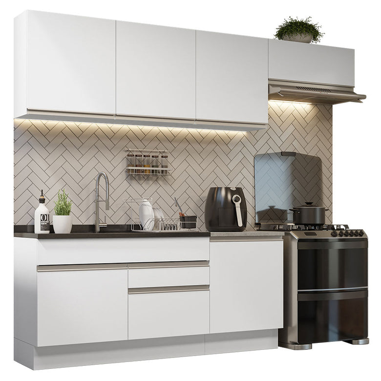 Armário de Cozinha Completa 260cm Branco Glamy Madesa 03