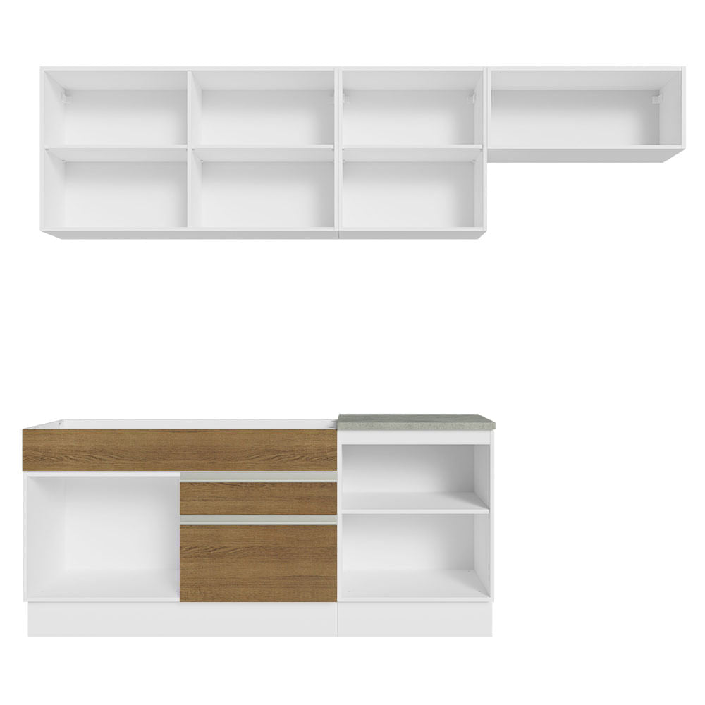 Armário de Cozinha Completa 260cm Branco/Rustic Glamy Madesa 03