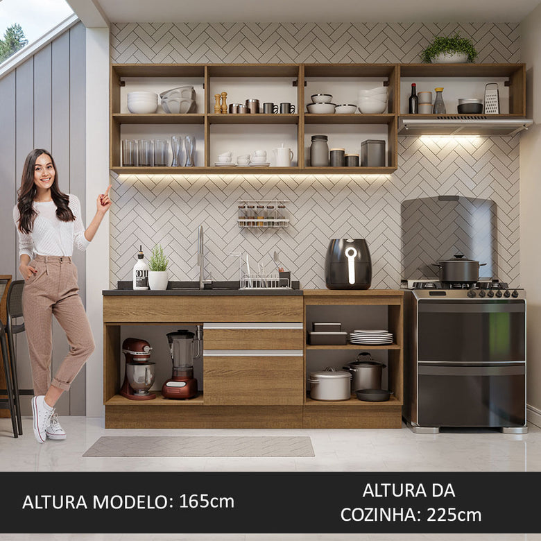 Armário de Cozinha Completa 260cm Rustic Glamy Madesa 03