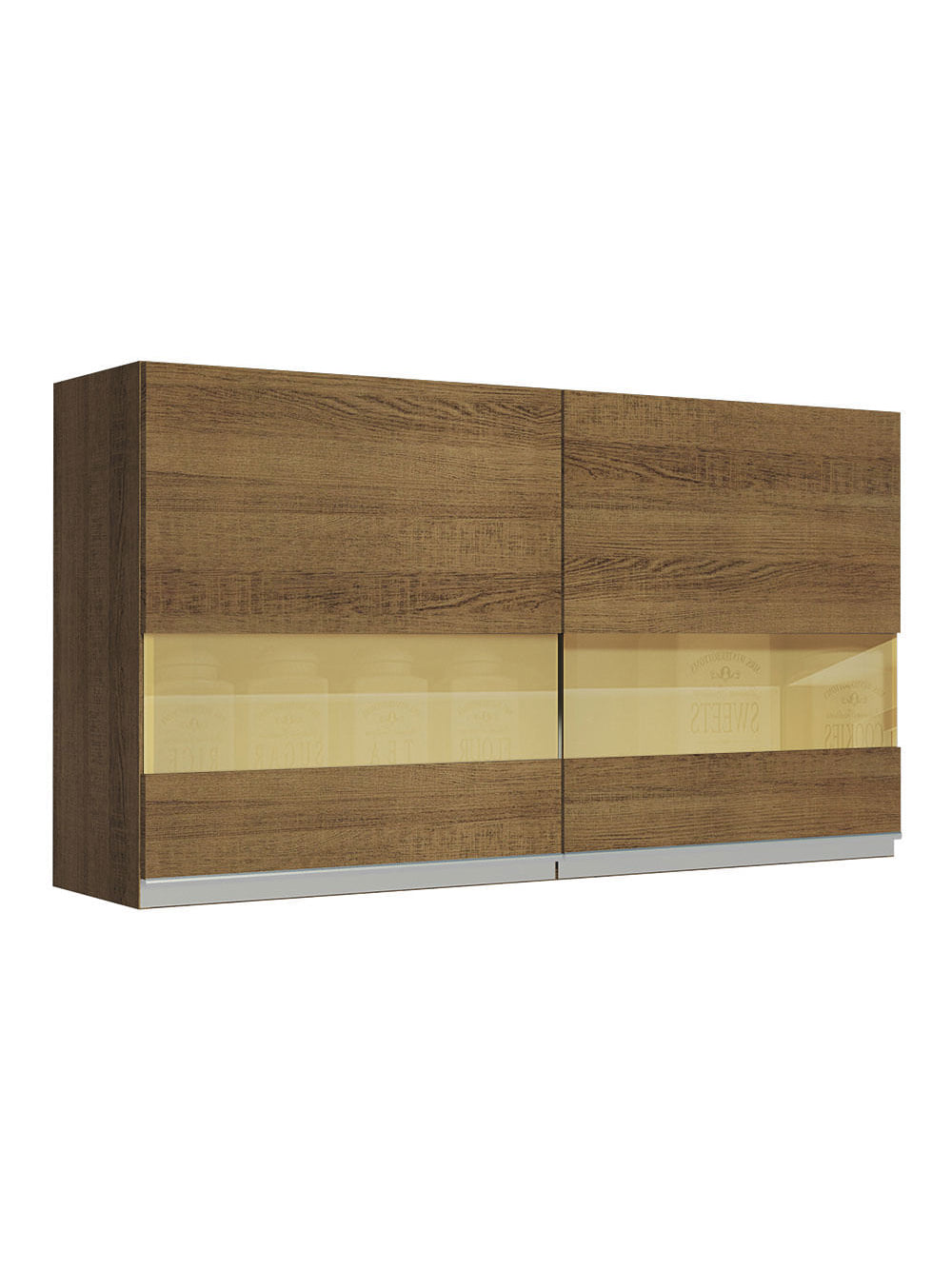 Armário Aéreo Madesa Glamy 120 cm 2 Portas com Vidro Rustic - Rustic
