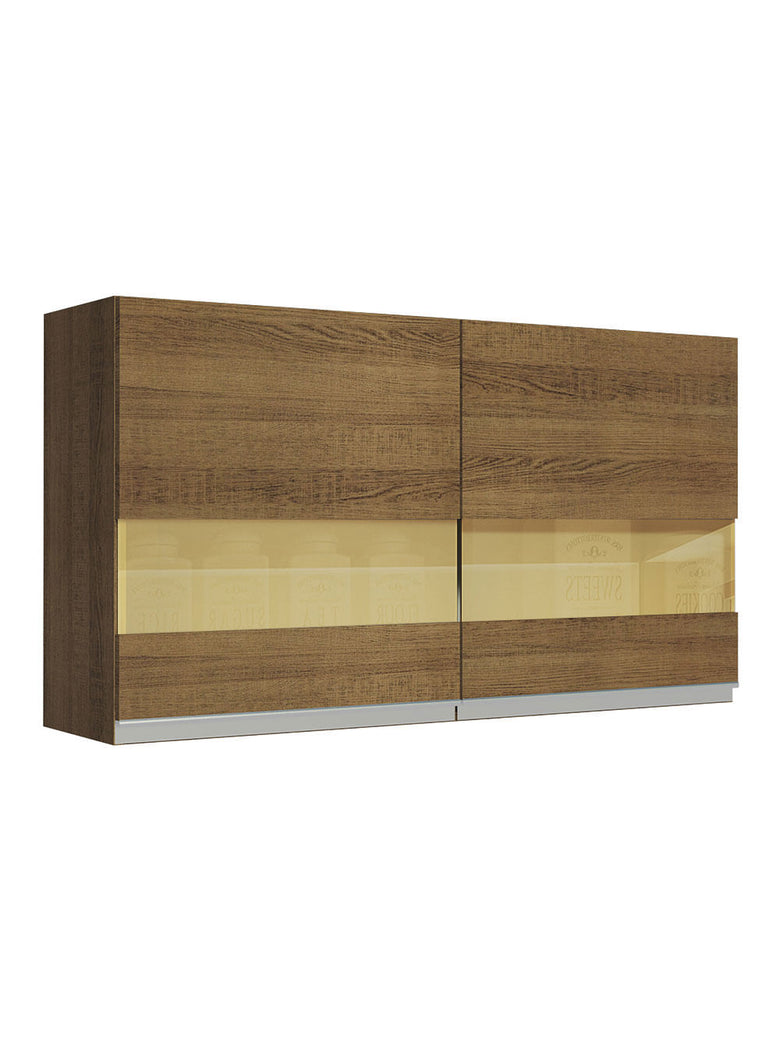 Armário Aéreo Madesa Glamy 120 cm 2 Portas com Vidro Rustic