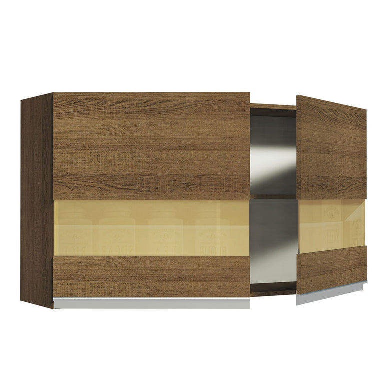 Armário Aéreo Madesa Glamy 120 cm 2 Portas com Vidro Rustic