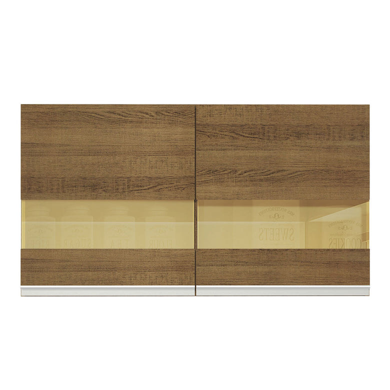 Armário Aéreo Madesa Glamy 120 cm 2 Portas com Vidro Rustic