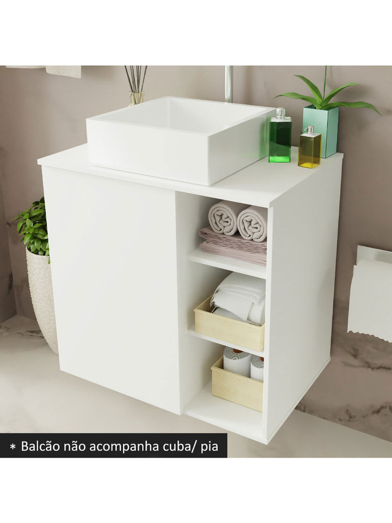 Armário Gabinete com Espelho para Banheiro 60cm Branco Madesa