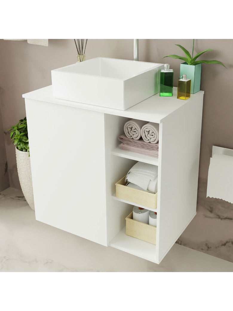 Armário Gabinete com Espelho para Banheiro 60cm Branco Madesa