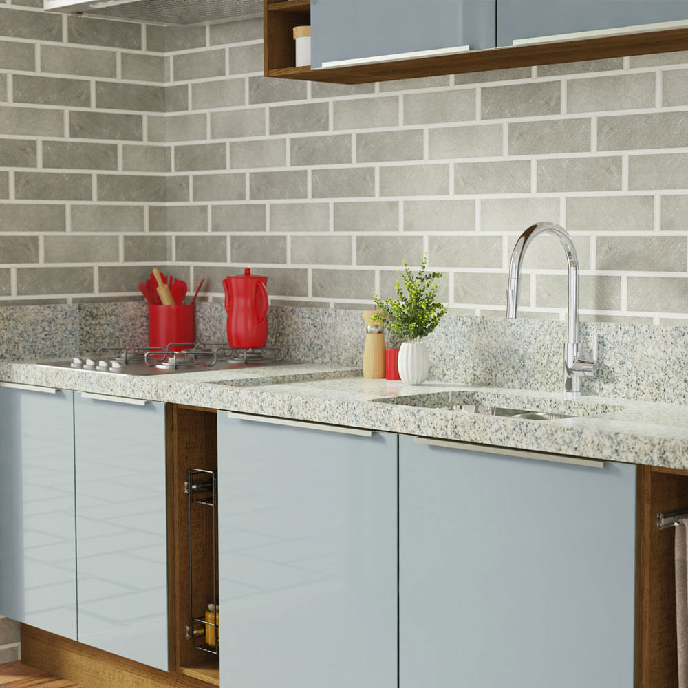 Armário de Cozinha Completa 300cm Rustic/Cinza Lux da Sabrina Madesa