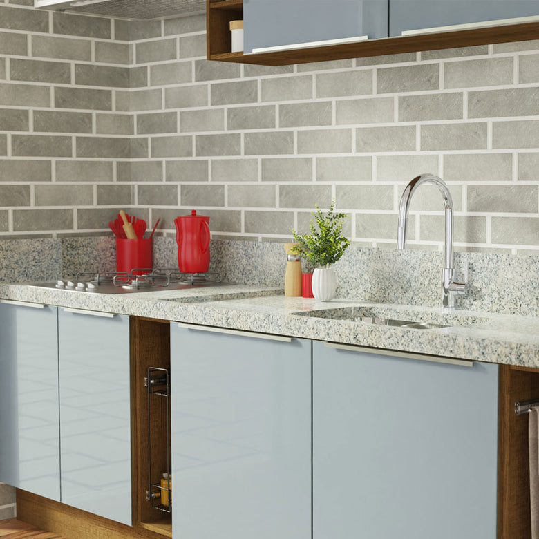 Armário de Cozinha Completa 300cm Rustic/Cinza Lux da Sabrina Madesa