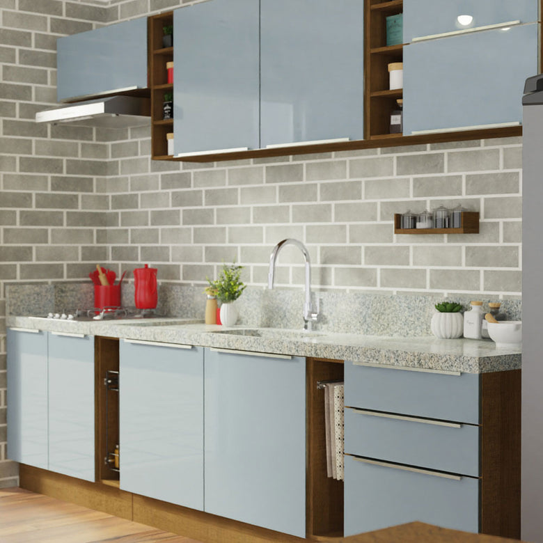 Armário de Cozinha Completa 300cm Rustic/Cinza Lux da Sabrina Madesa