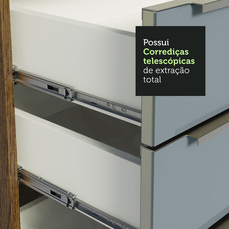 Armário de Cozinha Completa 300cm Rustic/Cinza Lux da Sabrina Madesa