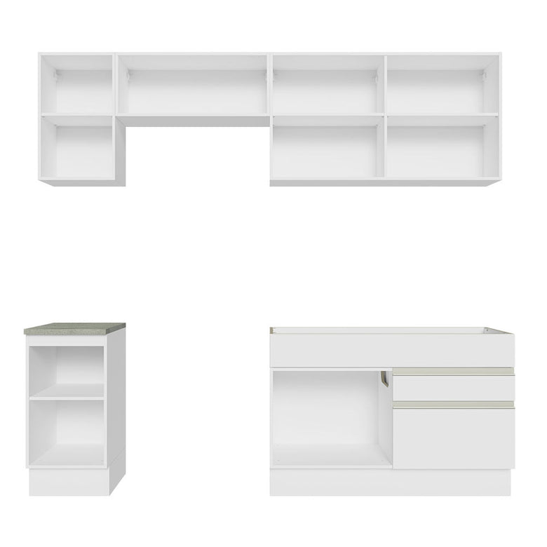 Armário de Cozinha Completa 240cm Branco Glamy Madesa 07