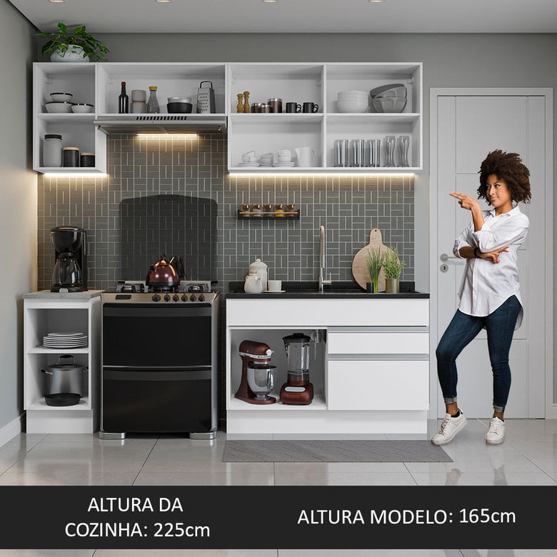 Armário de Cozinha Completa 240cm Branco Glamy Madesa 07