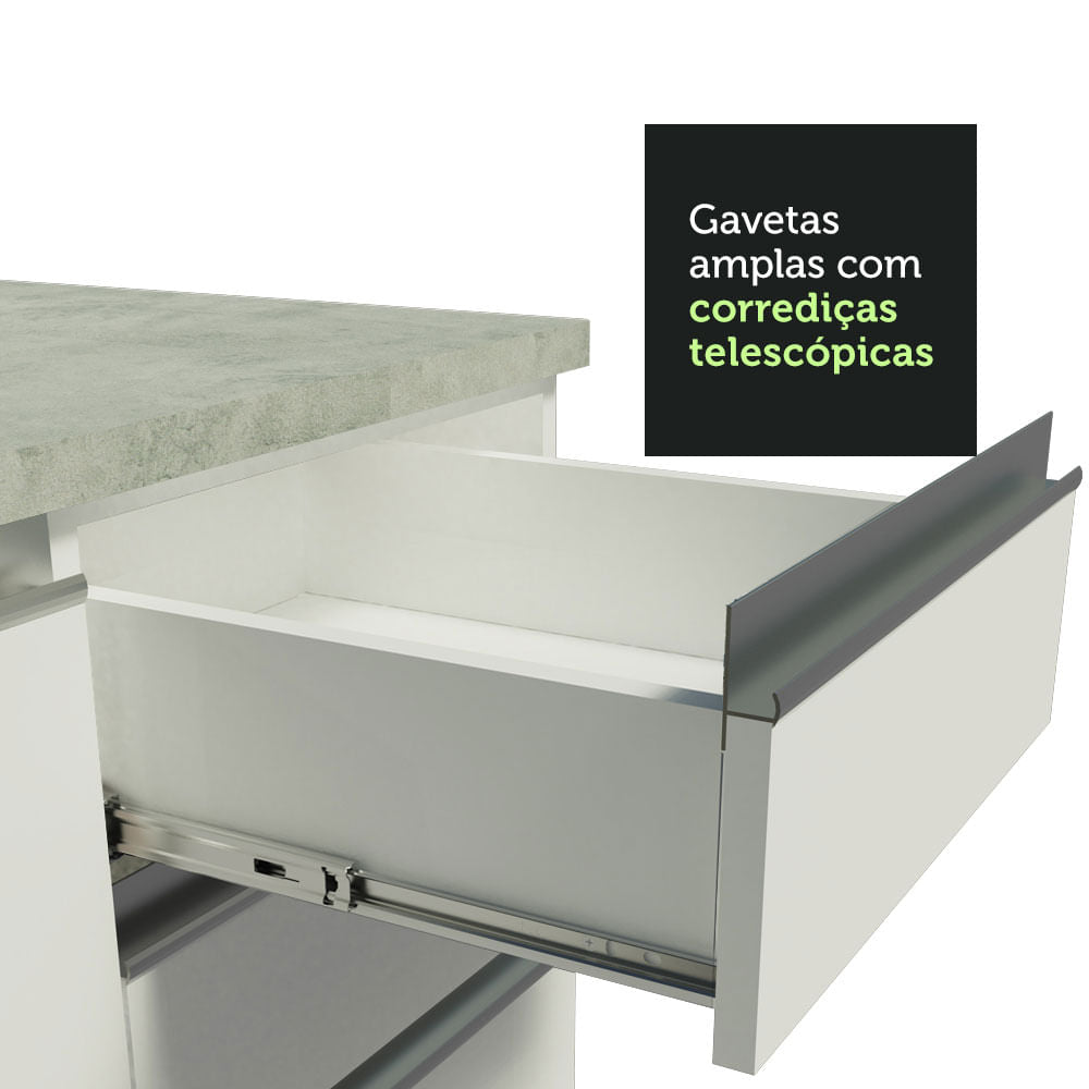 Armário de Cozinha Completa 240cm Branco Glamy Madesa 07