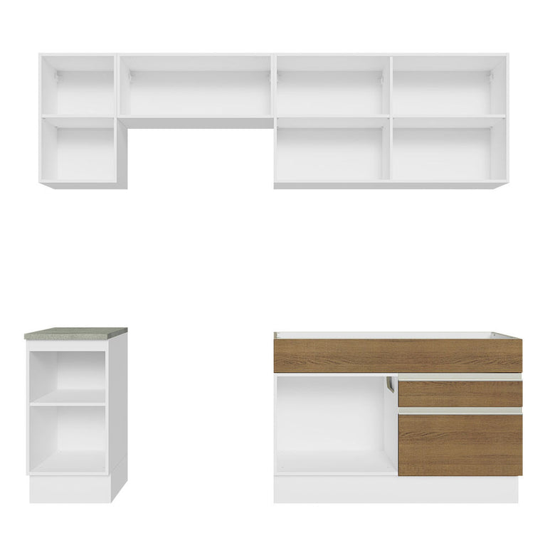 Armário de Cozinha Completa 240cm Branco/Rustic Glamy Madesa 07