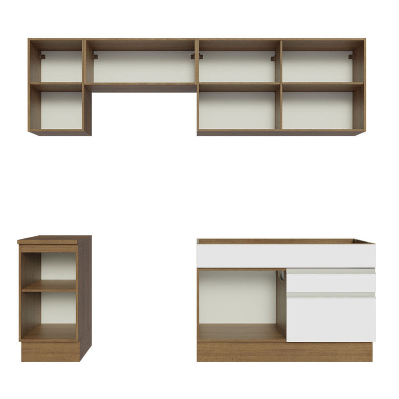 Armário de Cozinha Completa 240cm Rustic/Branco Glamy Madesa 07