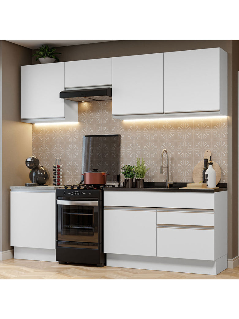 Armário de Cozinha Completa 240cm Branco Glamy Madesa 08
