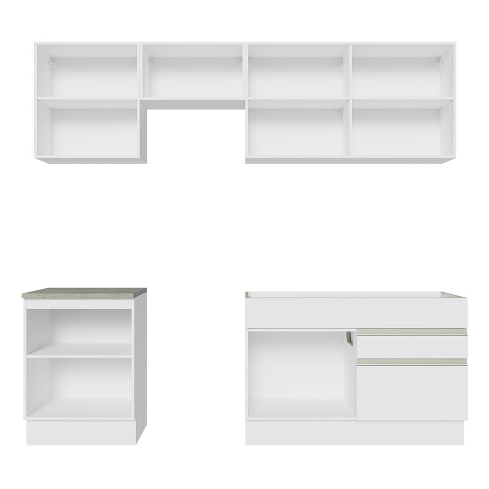 Armário de Cozinha Completa 240cm Branco Glamy Madesa 08
