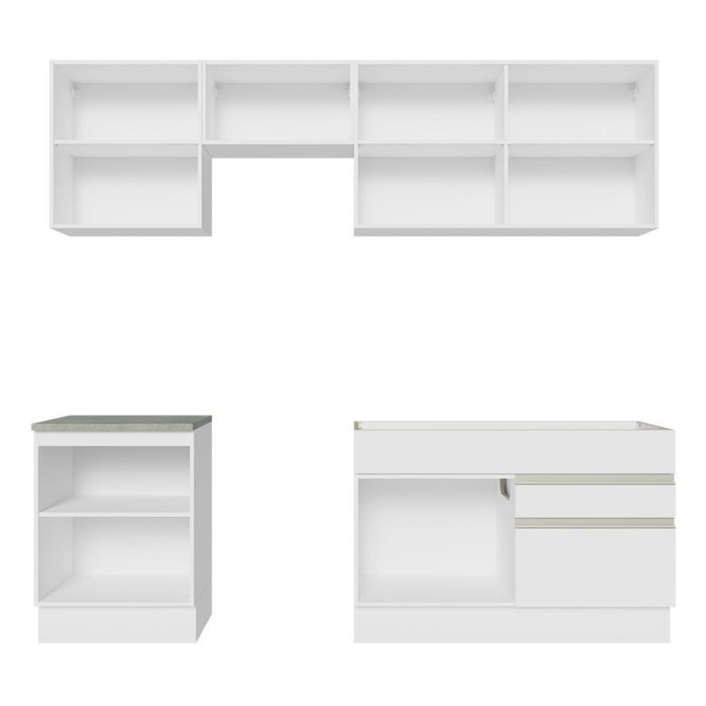 Armário de Cozinha Completa 240cm Branco Glamy Madesa 08