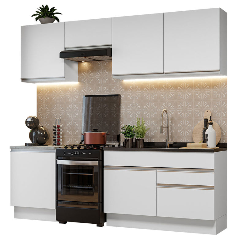 Armário de Cozinha Completa 240cm Branco Glamy Madesa 08