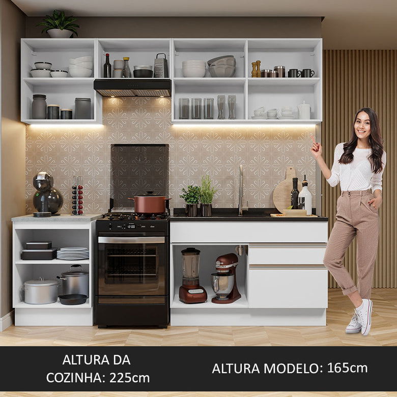 Armário de Cozinha Completa 240cm Branco Glamy Madesa 08