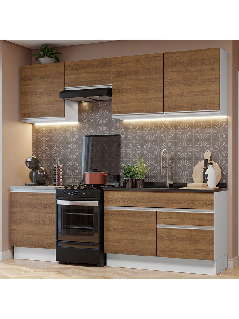 Armário de Cozinha Completa 240cm Branco/Rustic Glamy Madesa 08