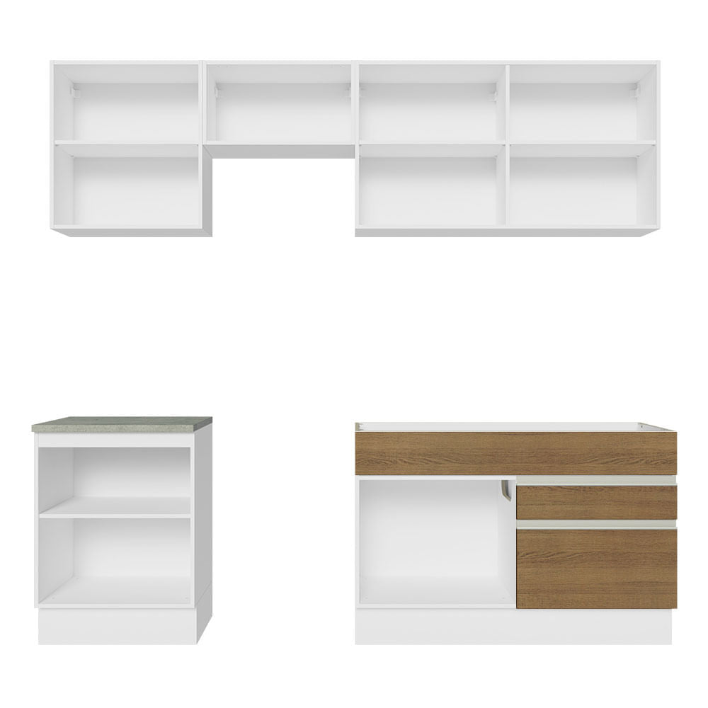 Armário de Cozinha Completa 240cm Branco/Rustic Glamy Madesa 08