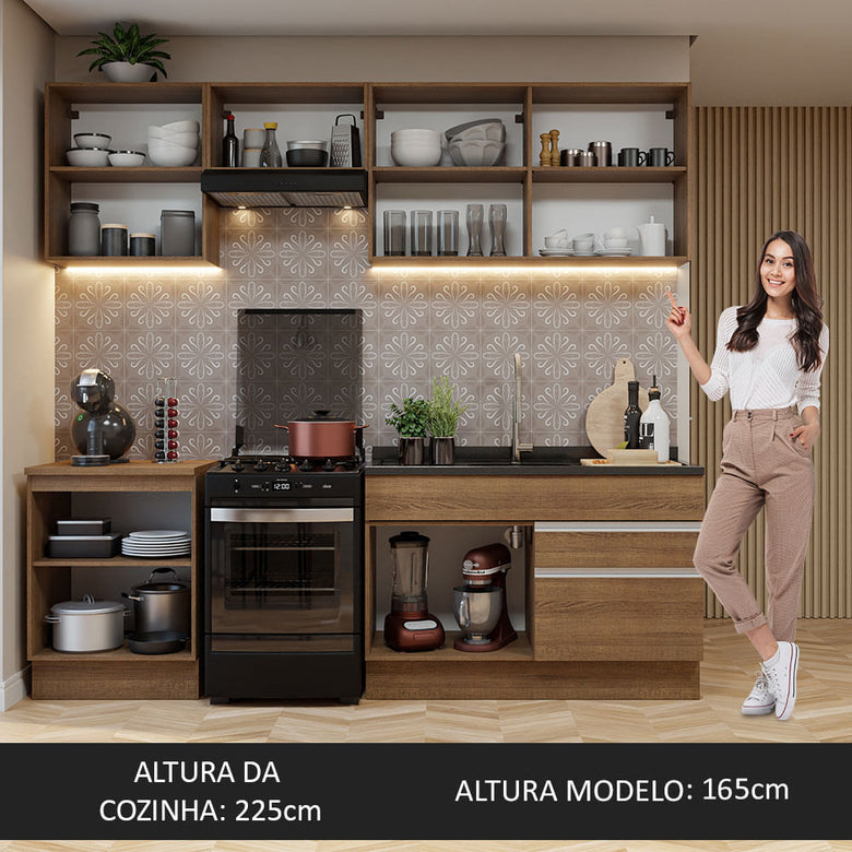 Armário de Cozinha Completa 240cm Rustic Glamy Madesa 08