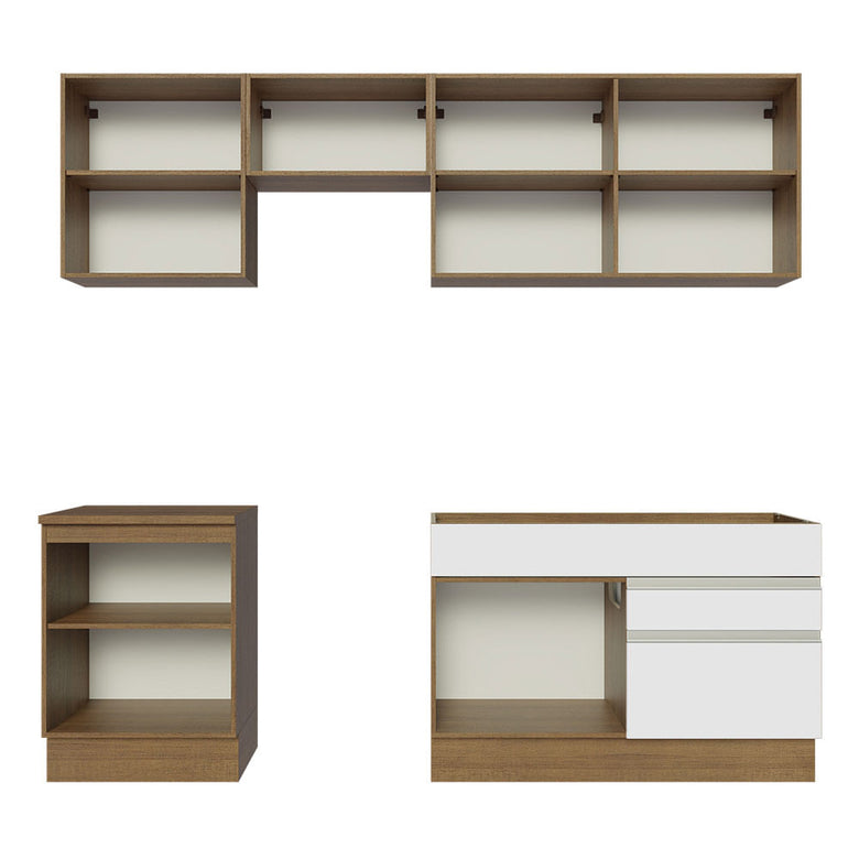 Armário de Cozinha Completa 240cm Rustic/Branco Glamy Madesa 08