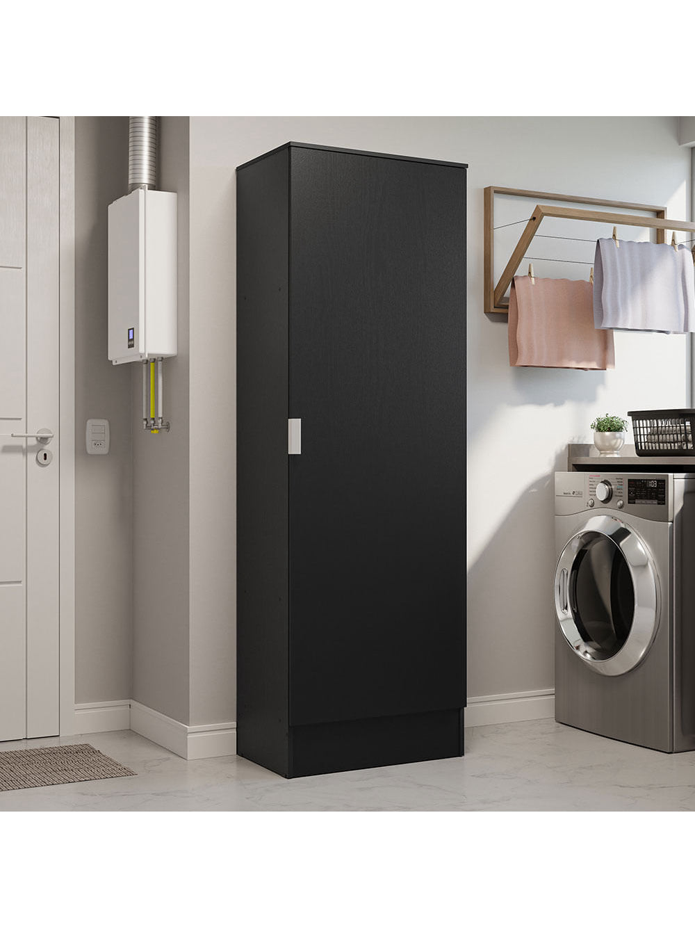 Armário Multiuso 60 cm 1 porta Preto Madesa - Preto