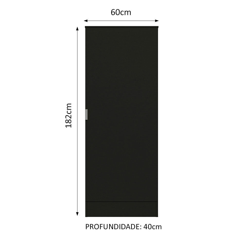 Armário Multiuso 60 cm 1 porta Preto Madesa